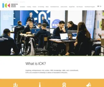 Ickosovo.com(Innovation Centre Kosovo (ICK) is a center whose aim is to connect research and development component of scientific field with the business sector) Screenshot