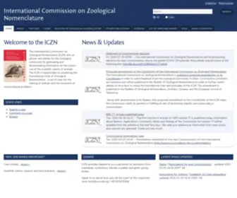 ICZN.org(International Commission on Zoological Nomenclature) Screenshot