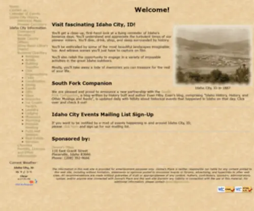 Idahocityevents.org(Idaho City Events and Information Center ) Screenshot