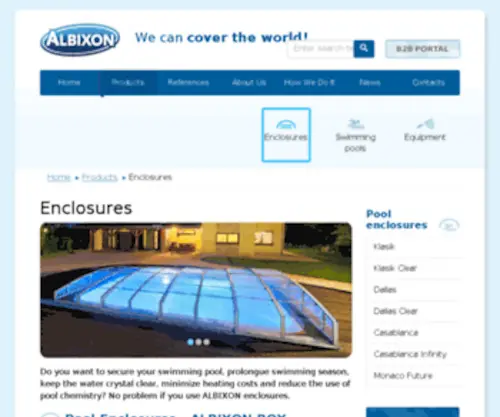 Idealcover.com(The largest manufacturer of telescopic swimming pool enclosures in EU) Screenshot