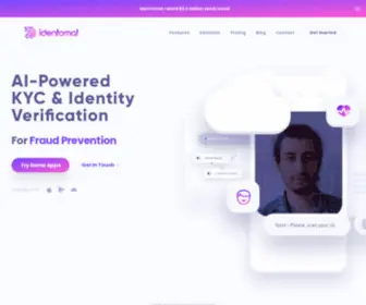 Identomat.com(AI-Powered KYC & Identity Verification) Screenshot