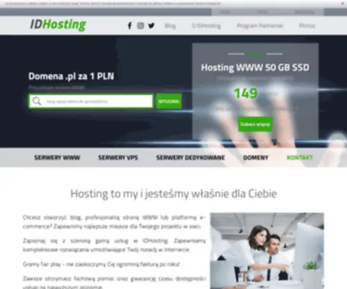 Idhosting.pl(Serwery WWW dla Wordpressa i nie tylko. IDHosting) Screenshot