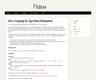 Idris-Lang.org(A Language for Type) Screenshot