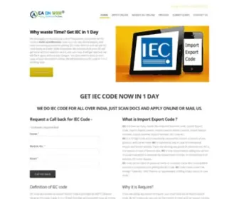 Ieccodeonline.in(Get iec code online with us and start doing Import) Screenshot
