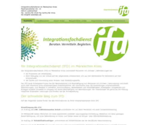 IFD-MK.de(Der Integrationsfachdienst (IFD) im Märkischen Kreis unterstützt Menschen mit (Schwer) Screenshot