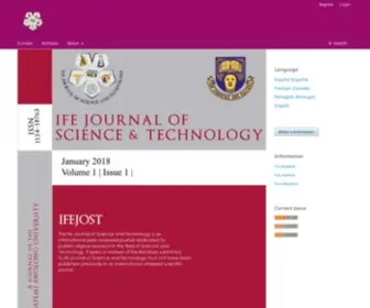 Ifejost.org(Ife Journal of Science and Technology) Screenshot