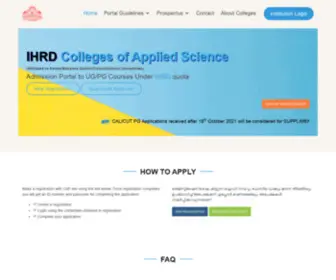 Ihrdadmissions.org(Centralised Admission Portal for IHRD Applied Science Colleges) Screenshot