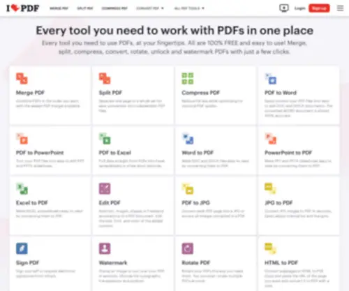 Ilovepdf.com(Online PDF tools for PDF lovers) Screenshot