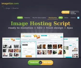 Imagetize.com(Image hosting script) Screenshot
