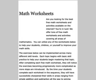 Imathworksheets.com(Math Worksheets) Screenshot