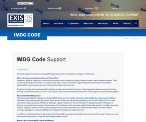Imdgsupport.com(Exis Technologies) Screenshot