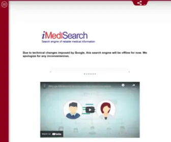 Imedisearch.com(Search engine of reliable medical information) Screenshot