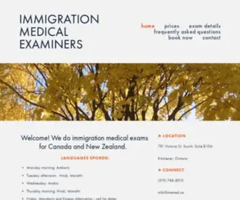 Imemed.ca(Immigration Medical Examiners) Screenshot