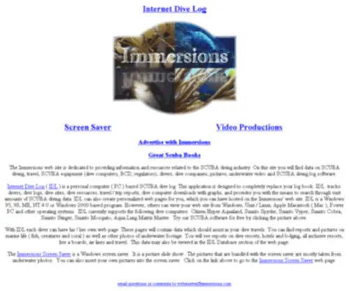 Immersions.com(The site for scuba diving log software) Screenshot