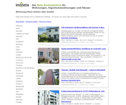 Immeta.de(Wohnung/Haus mieten oder kaufen) Screenshot