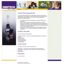 Immtech-International.com(Immtech Pharmaceuticals) Screenshot