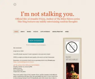 Imnotstalkingyou.com(Official Site of Jennifer Friess) Screenshot