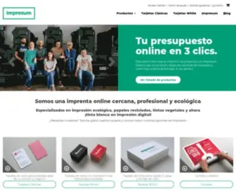 Impresum.es(Imprenta online. Expertos en impresión ecológica) Screenshot