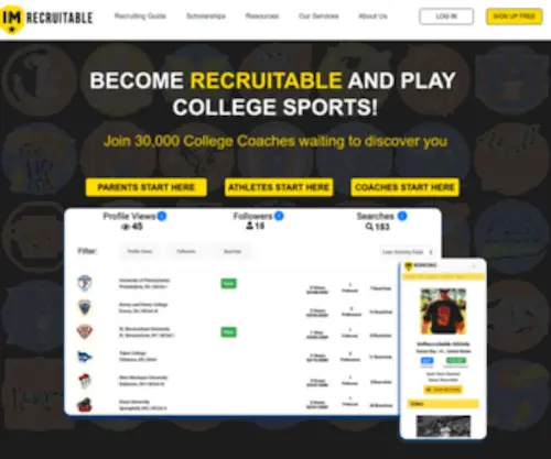 Imrecruitable.com(College Athletic Scholarships) Screenshot