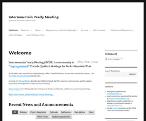 Imym.org(Intermountain Yearly Meeting) Screenshot