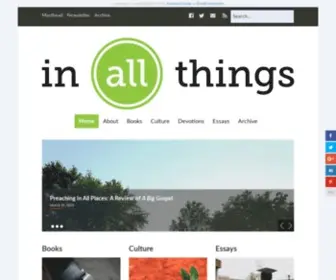 Inallthings.org(Exploring the implications of Christ's presence in all of life) Screenshot