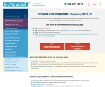 IncParadise.com(Nevada Incorporation) Screenshot