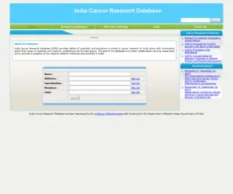 Incredb.org(India Cancer Research Database) Screenshot