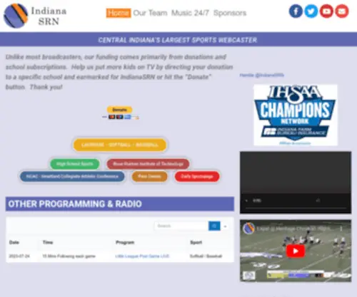 Indianasrn.org(Indiana's Largest Webcaster of High School Sports) Screenshot