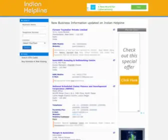 Indianhelpline.in(Indian Help Line Contact Information Directory TollFree Customer Care Yellow Pages) Screenshot