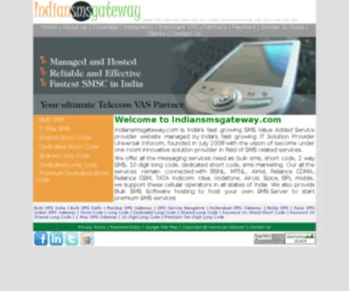 Indiansmsgateway.com(SMS Gateway) Screenshot