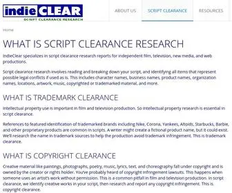 Indieclear.com(Script Clearance Researcher & Reporting Firm) Screenshot