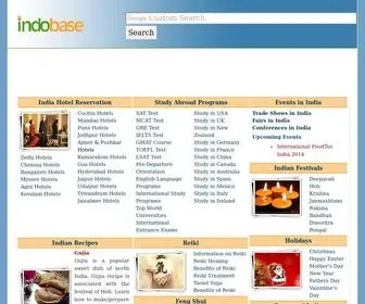 Indobase.com(Events, Recipes, Mutual Funds, Study Abroad, India Yellow Pages, India Hotel Reservation) Screenshot