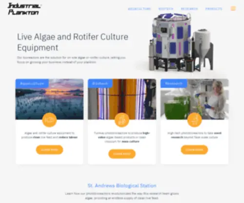 Industrialplankton.com(Live Algae Culture Bioreactor Production Equipment for Sale) Screenshot
