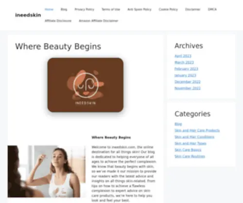 Ineedskin.com(Where Beauty Begins) Screenshot