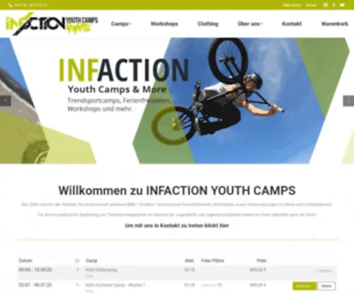 Infaction.de(Trendsportcamps von INFACTION) Screenshot
