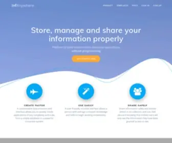 Infanywhere.com(Platform to build custom online database applications without programming) Screenshot