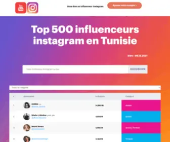 Influenceurs.tn(Top 500 des infuenceurs Instagram en Tunisie) Screenshot