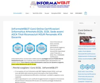 Informaweb.it(Corsi Online Certificazioni Informatica Attestato ECDL ICDL Esami online AICA Titoli Riconosciuti MIUR Personale ATA 2021 Docente) Screenshot