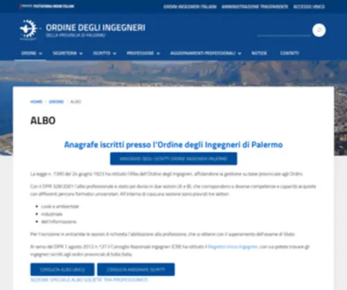 Ingpa.com(ORDINE DEGLI INGEGNERI DELLA PROVINCIA DI PALERMO) Screenshot