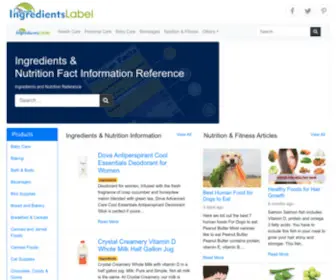 Ingredientslabel.com(Ingredients Database & Nutrition Fact Reference) Screenshot