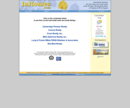 Inhomes.com(Real estate sales and rentals in VA and WV) Screenshot