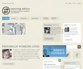 Injectingadvice.com(A website for harm reduction workers and people who inject drugs) Screenshot