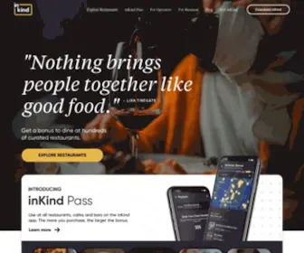 Inkind.com(Get a bonus to dine at hundreds of curated restaurants) Screenshot