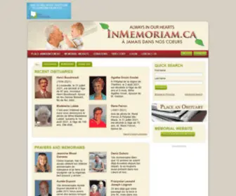 Inmemoriam.ca(Death notice and obituaries in Canada) Screenshot