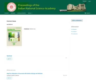 Insajournal.in(Proceedings of the Indian National Science Academy) Screenshot