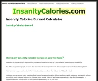 Insanitycalories.com(Insanity Calories Burned Calculator) Screenshot