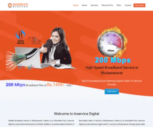 Inservicedigital.com(Railwire Broadband Service) Screenshot