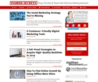 Insidersecrets.com(Tips, Tricks & Tools for Online Entrepreneurs Insider Secrets) Screenshot