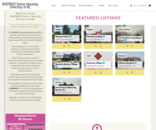 Inspiredseniorhousing.com(Find Housing in British Columbia) Screenshot