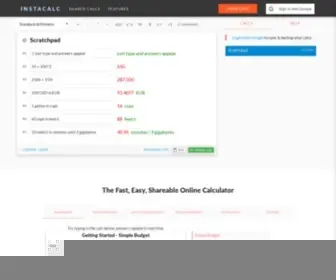 Instacalc.com(InstaCalc Online Calculator) Screenshot